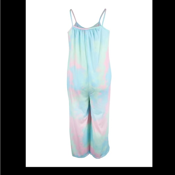 🆕NIP:BOHO Neon Tie-Dye with Spaghetti Straps Jumpsuit w/ front pockets: Sz XXL - Picture 4 of 6